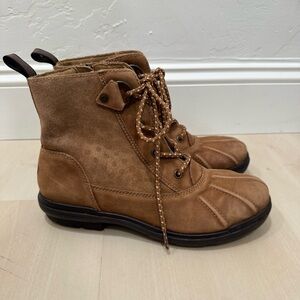 UGG Women's 9 Hapsburg Duck Boot Waterproof Chestnut Leather Brown Winter Snow